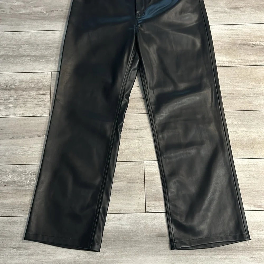 Industry faux leather wide leg black pants size 10